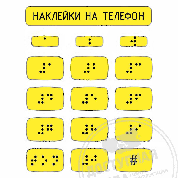 Набор тактильных наклеек для телефона 110x120ммАналоги: Инвацентр, Инвакор, Ретайл, Неограниченные возможности, Ректор