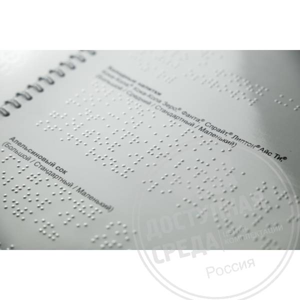 Лист с Брайлем и ч/б дублированием (1+1)Аналоги: Тактильные знаки.рф; BrandPrint