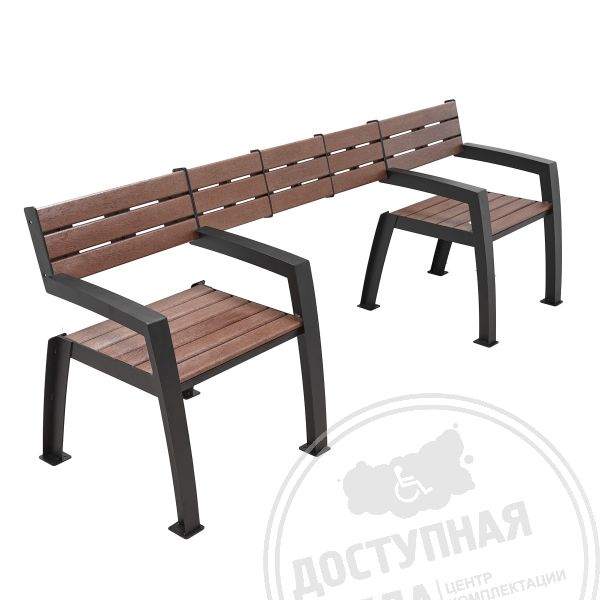 Скамья с местом для инвалидной коляски и подлокотниками, ST3, чер купить за 54 400 ₽, с доставкой по РФ. Федеральный дистрибьютор