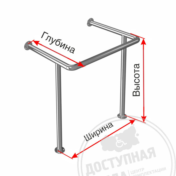Поручень опорный, настенно-напольный, AISI, D38, инд