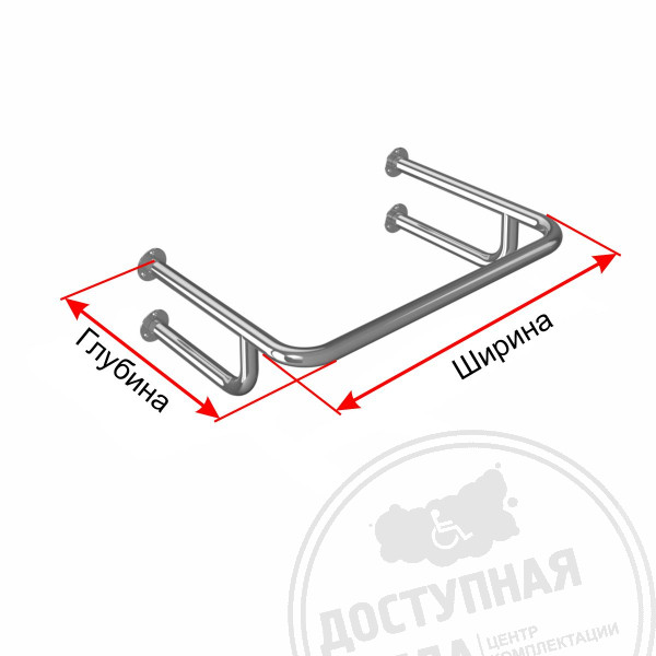 Поручень опорный, усиленный, пристенный, AISI, D38, инд