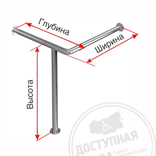 Поручень опорный, для раковины, угловой, лев, AISI, D38, инд