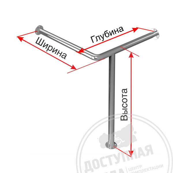 Поручень опорный, для раковины, угловой, прав, AISI, D38, инд
