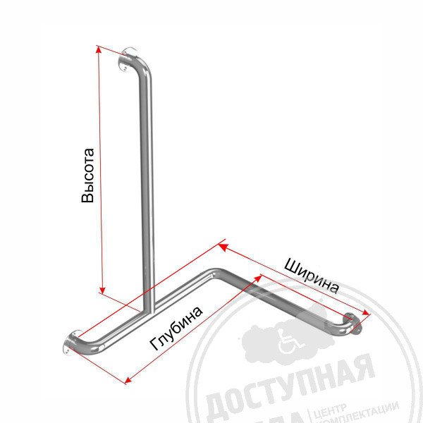 Поручень опорный для ванны, трехопорный, лев, AISI, D38, инд