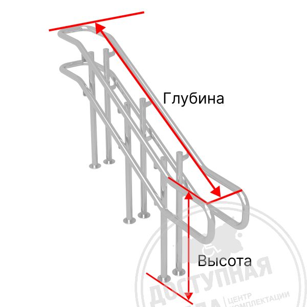 Поручень разделительный, напольный, AISI 304, D38, инд