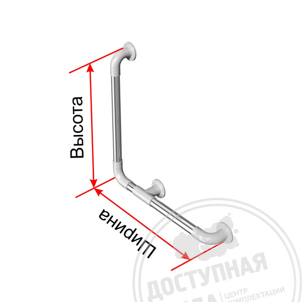 Поручень опорный, углов, тип 1, лев, AISI304+PA, D32, инд