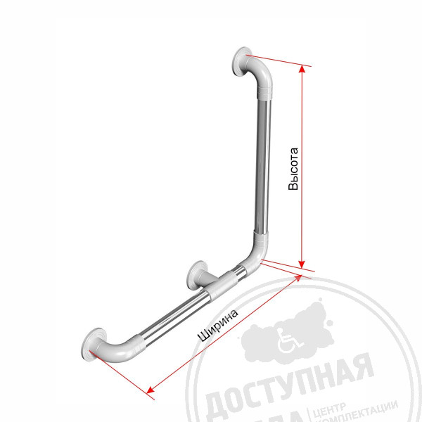 Поручень опорный, углов, тип 1, прав, AISI304+PA, D32, инд
