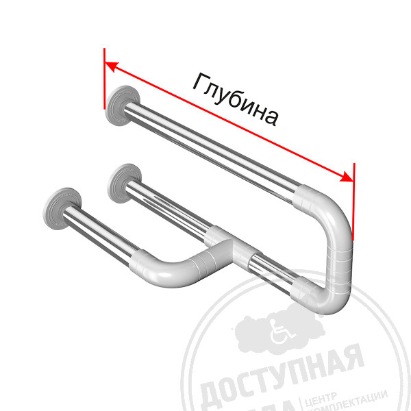 Поручень опорный для санузла, прав, AISI304+PA, D32, инд
