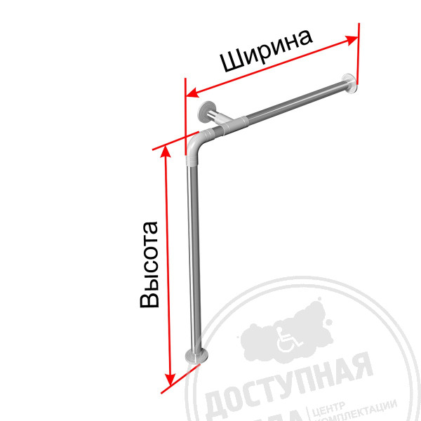 Поручень опорный для санузла, тип 2, прав, AISI304+PA, D32, инд