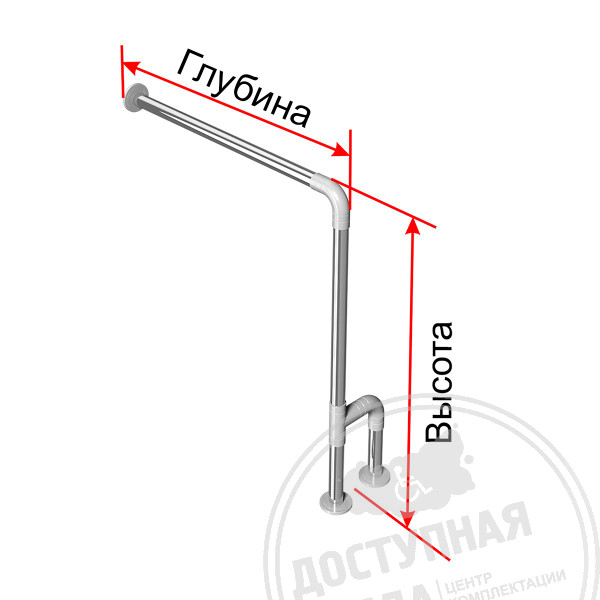 Поручень опорный для санузла, лев, AISI304+PA, D32, инд