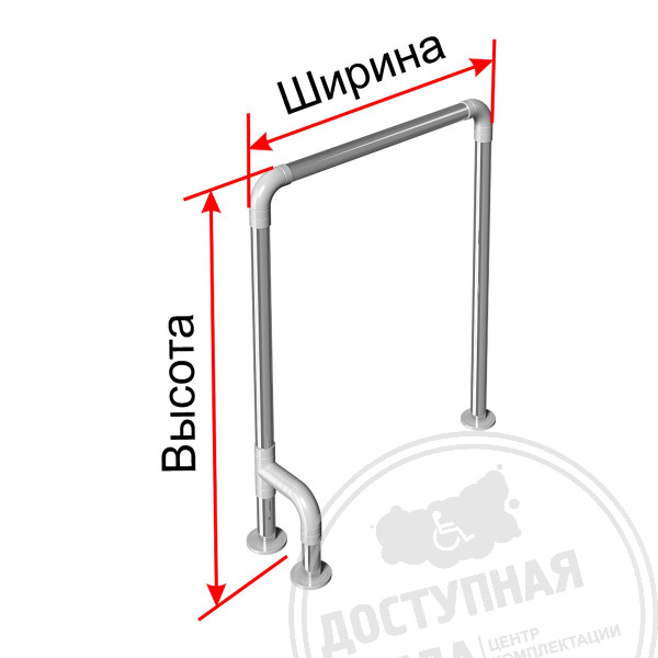 Поручень опорный, П-образный, лев, AISI304+PA, D32, инд