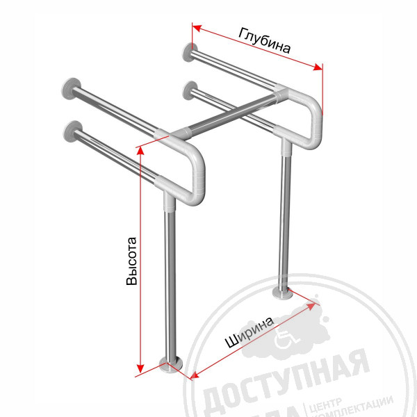 Поручень опорный, двойной, AISI304+PA, D32, инд