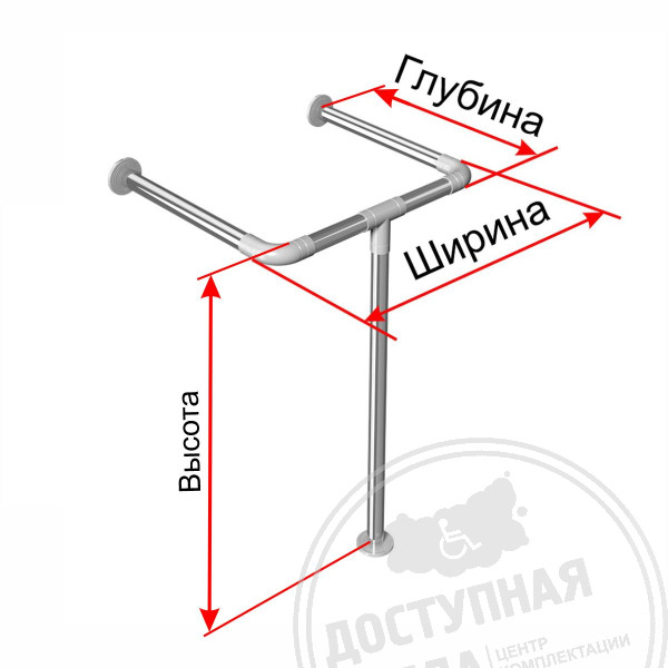 Поручень опорный для раковины, AISI304+PA, D32, инд