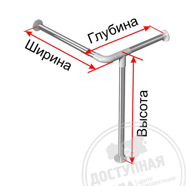 Поручень опорный, для раковины, прав, AISI304+PA, D32, инд