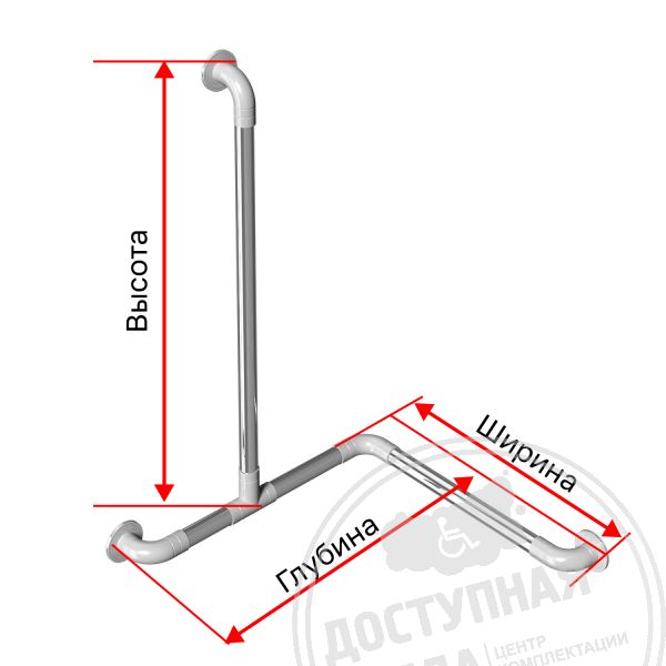 Поручень опорный для ванны, лев, AISI304+PA, D32, инд