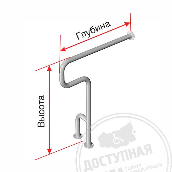 Поручень опорный, для санузла, прав, тип 1, ST3, D38, инд