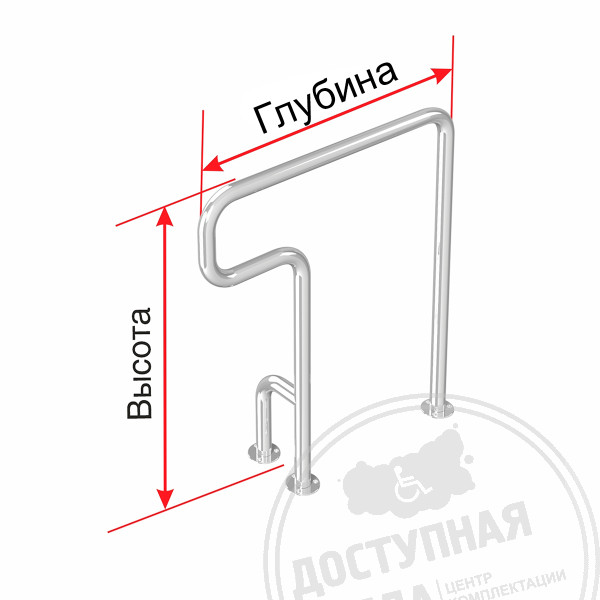 Поручень опорный, напольный, прав, тип 3, ST3, D38, инд