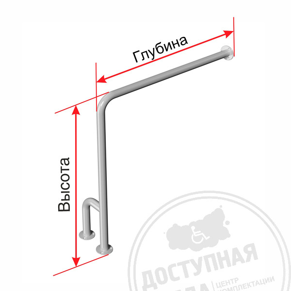 Поручень опорный, для ванны и туалета, прав, ST3, D38, инд