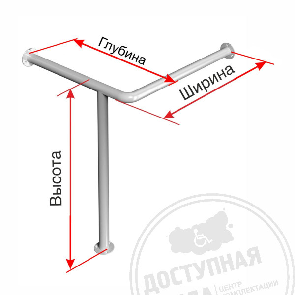 Поручень опорный, для раковины, угловой, лев, ST3, D38, инд