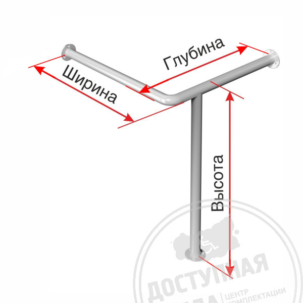 Поручень опорный, для раковины, угловой, прав, ST3, D38, инд