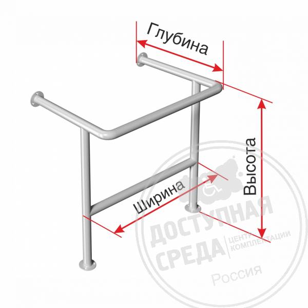 Поручень опорный для раковины, усиленный, ST3, D38, инд