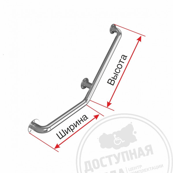 Поручень опорный, угловой, прав, AISI 304, D32, инд