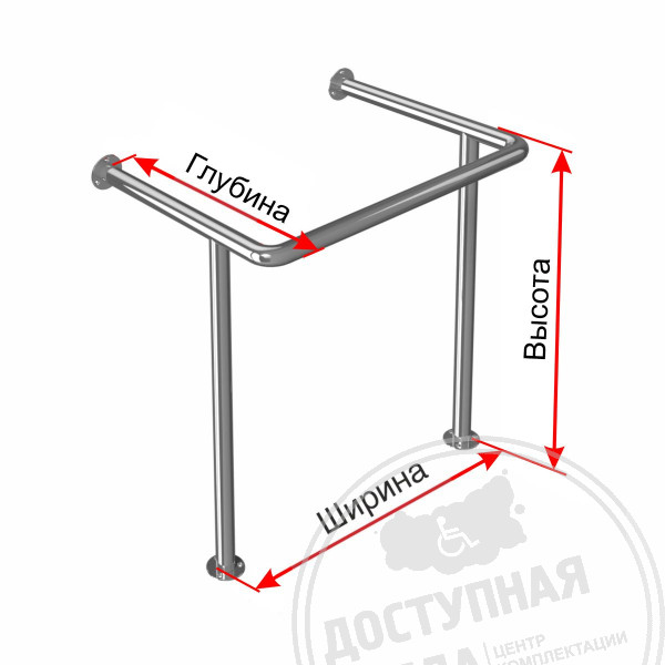 Поручень опорный настенно-напольный, AISI 304, D32, инд