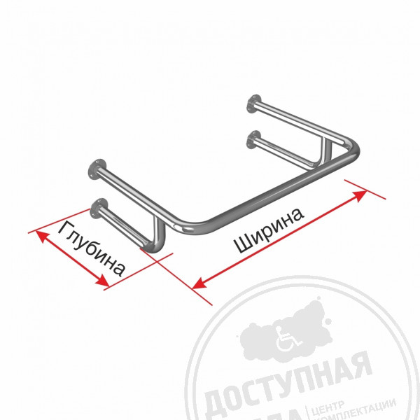 Поручень опорный, пристенный, усилен, AISI 304, D32 инд
