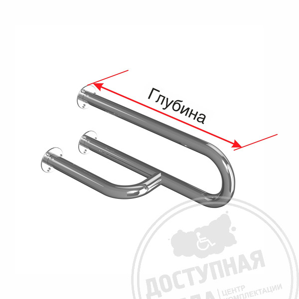 Поручень опорный для санузла, прав, AISI 304, D32, инд