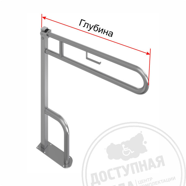 Поручень опорный, откидной, тип 2, AISI 304, D32, инд