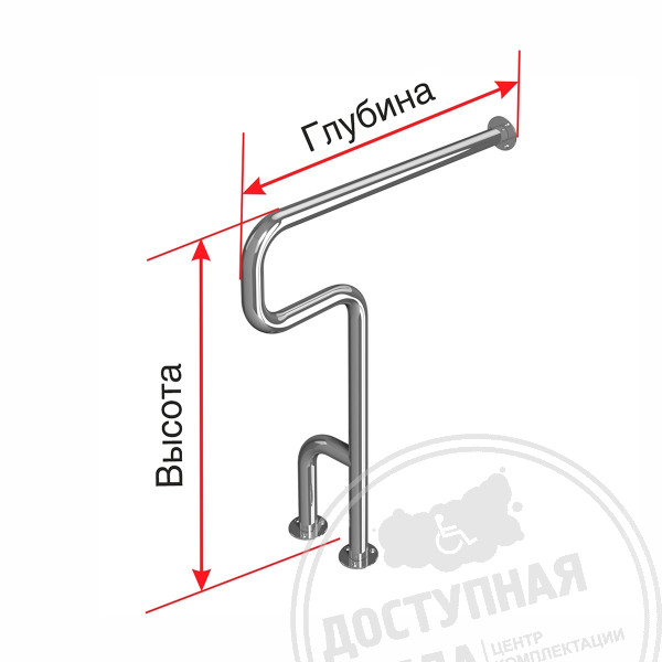 Поручень опорный, тип 1, прав, AISI 304, D32, инд