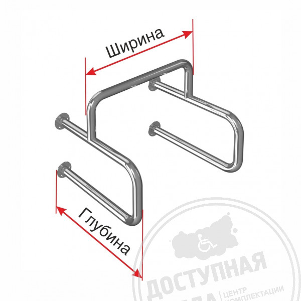 Поручень опорный для писсуара, пристенный, AISI 304, D32, инд