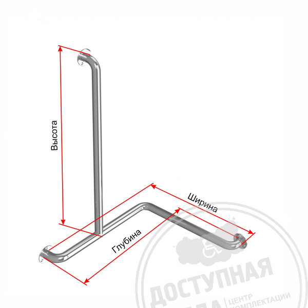 Поручень опорный для ванны, лев, AISI 304, D32, инд