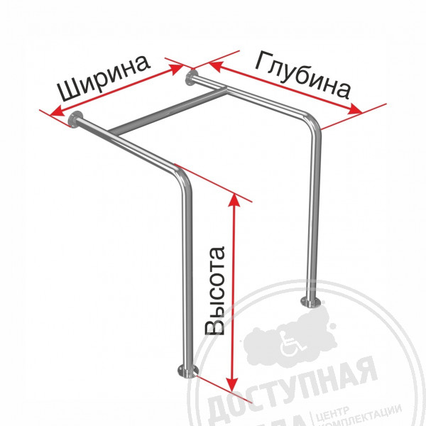 Поручень опорный к стене и к полу, AISI 304, D32, инд