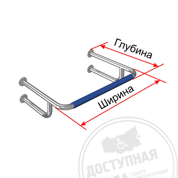 Поручень опорный, пристен, усилен, AISI 304/PVC, D38, инд
