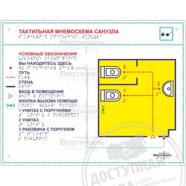 Мнемосхема тактильная сталь полноцвет 321x411