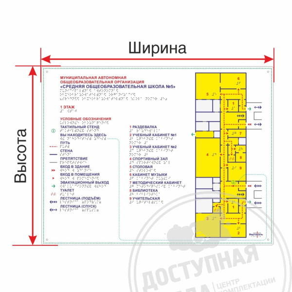 Мнемосхема тактильная сталь полноцвет