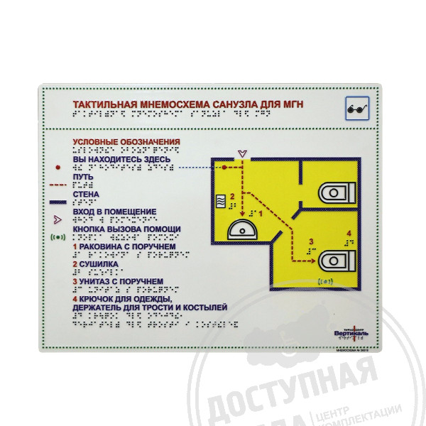 Мнемосхема тактильная, для санузла, PVC3, 321х411Аналоги: Ретайл, Инвакор, Инвацентр