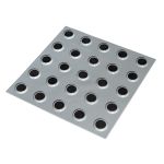 Плитка тактильная контрастная, со сменными гладкими вставками (преодолимое препятствие, поле внимания, конусы линейные), 300x300x6, PU/PL, с/ч, самоклей