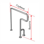Поручень опорный для санузла (ванна, унитаз, писсуар), левый, с креплением к полу, материал-AISI304, индивидуальный