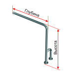 Поручень опорный для санузла (ванна, унитаз, писсуар), левый, с креплением к стене и к полу, материал-AISI304, индивидуальный