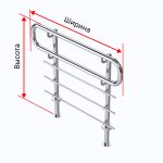 Ограждение с тремя ригелями и двухуровневыми поручнями, горизонтальное, из нержавеющей стали AISI 304, D38 мм, индивидуальное