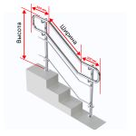 Перила с двумя ригелями, нержавеющая сталь AISI 304, D38 мм, индивидуальные