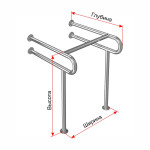 Поручень опорный для санитарно-гигиенических комнат с креплением в пол и стену, материал-AISI304, индивидуальный