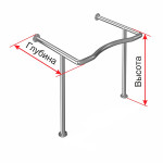 Поручень опорный для раковины с фигурным контуром, материал-AISI304, индивидуальный