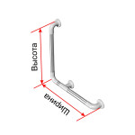 Поручень опорный, угловой, Г-образный, пристенный, тип 1, левый, нержавеющая сталь с полиамидными окончаниями, D32 мм, индивидуальный