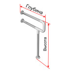 Поручень опорный для санузла, настенно-напольный, нержавеющая сталь с полиамидными окончаниями, D32 мм, индивидуальный