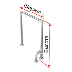 Поручень опорный, П-образный, напольный, правый, нержавеющая сталь с полиамидными окончаниями, D32 мм, индивидуальный
