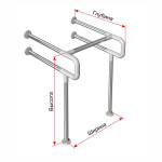 Поручень опорный, двойной, настенно-напольный, нержавеющая сталь с полиамидными окончаниями, D32 мм, индивидуальный