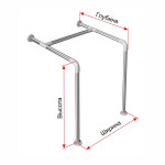 Поручень опорный для санузла, напольно-настенный, нержавеющая сталь с полиамидными окончаниями, D32 мм, индивидуальный